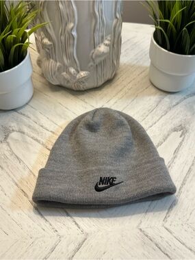 Nike Gray Fold Cuff Beanie with Black Logo Toddler